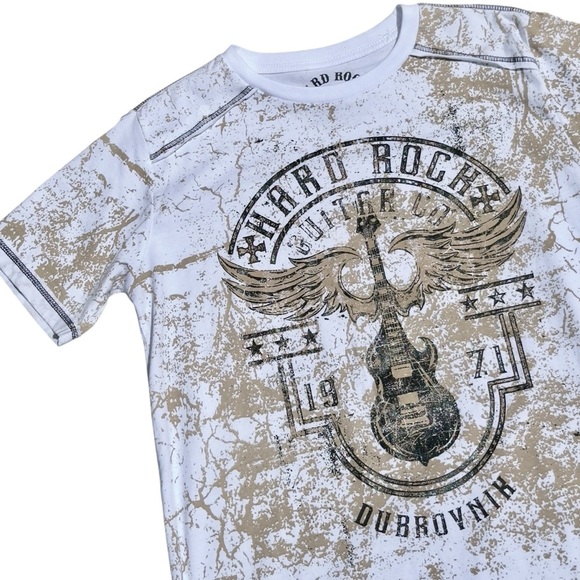 NWT Hard Rock Cafe Guitar Co White Gold Winged Acid Cotton T-shirt Mens Large - Picture 4 of 11